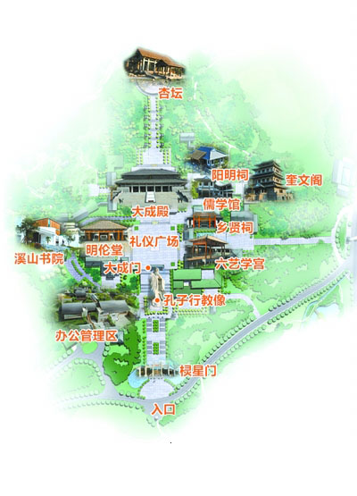 貴陽孔學堂主要建筑景點分布圖